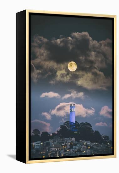 Full Moon Over Coit Tower, San Francisco Iconic Travel-Vincent James-Framed Premier Image Canvas