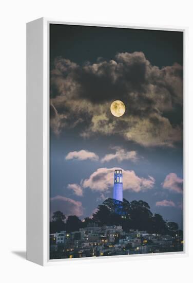 Full Moon Over Coit Tower, San Francisco Iconic Travel-Vincent James-Framed Premier Image Canvas