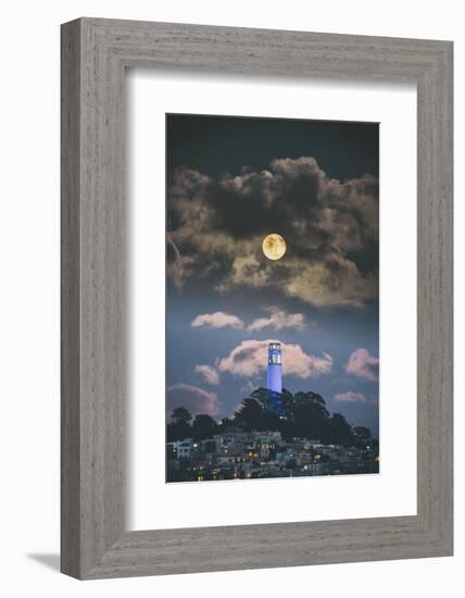 Full Moon Over Coit Tower, San Francisco Iconic Travel-Vincent James-Framed Photographic Print