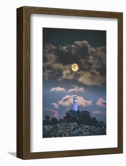 Full Moon Over Coit Tower, San Francisco Iconic Travel-Vincent James-Framed Photographic Print