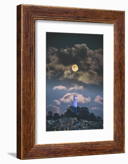 Full Moon Over Coit Tower, San Francisco Iconic Travel-Vincent James-Framed Photographic Print