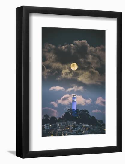 Full Moon Over Coit Tower, San Francisco Iconic Travel-Vincent James-Framed Photographic Print