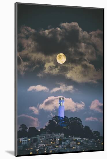 Full Moon Over Coit Tower, San Francisco Iconic Travel-Vincent James-Mounted Photographic Print