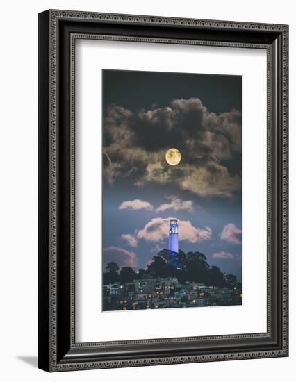 Full Moon Over Coit Tower, San Francisco Iconic Travel-Vincent James-Framed Photographic Print