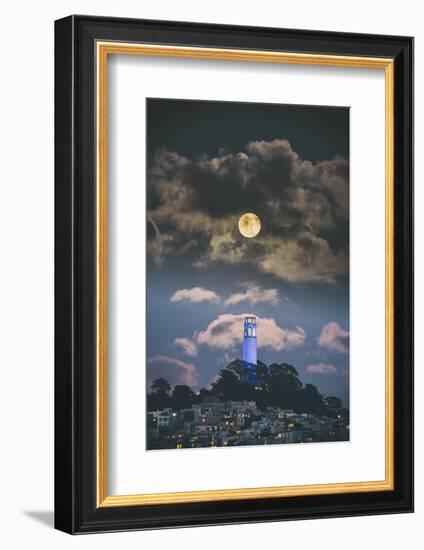 Full Moon Over Coit Tower, San Francisco Iconic Travel-Vincent James-Framed Photographic Print