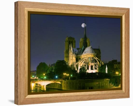 Full Moon over Notre Dame Cathedral at Night, Paris, France-Jim Zuckerman-Framed Premier Image Canvas