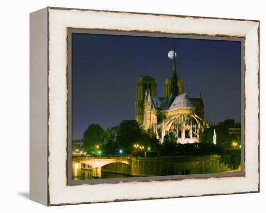 Full Moon over Notre Dame Cathedral at Night, Paris, France-Jim Zuckerman-Framed Premier Image Canvas
