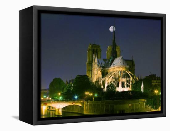 Full Moon over Notre Dame Cathedral at Night, Paris, France-Jim Zuckerman-Framed Premier Image Canvas