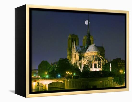 Full Moon over Notre Dame Cathedral at Night, Paris, France-Jim Zuckerman-Framed Premier Image Canvas