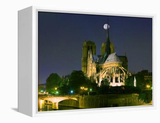 Full Moon over Notre Dame Cathedral at Night, Paris, France-Jim Zuckerman-Framed Premier Image Canvas