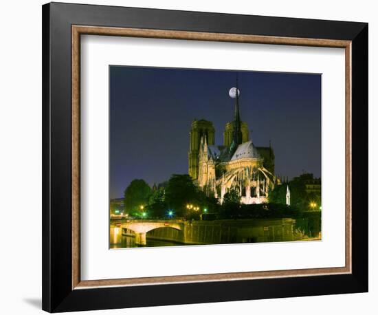 Full Moon over Notre Dame Cathedral at Night, Paris, France-Jim Zuckerman-Framed Photographic Print