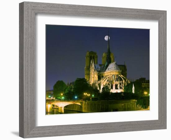 Full Moon over Notre Dame Cathedral at Night, Paris, France-Jim Zuckerman-Framed Photographic Print