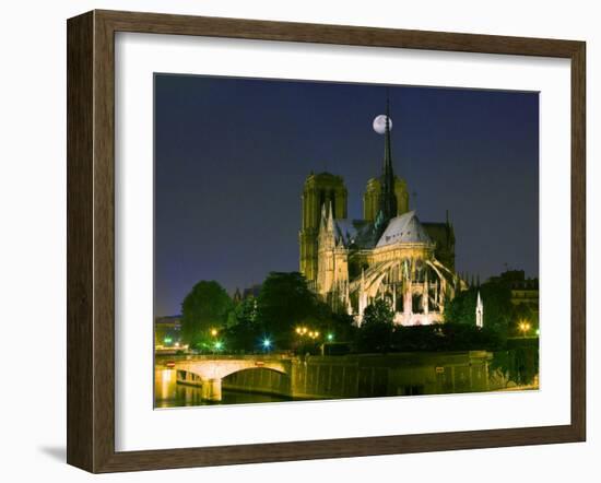 Full Moon over Notre Dame Cathedral at Night, Paris, France-Jim Zuckerman-Framed Photographic Print