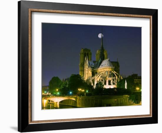 Full Moon over Notre Dame Cathedral at Night, Paris, France-Jim Zuckerman-Framed Photographic Print