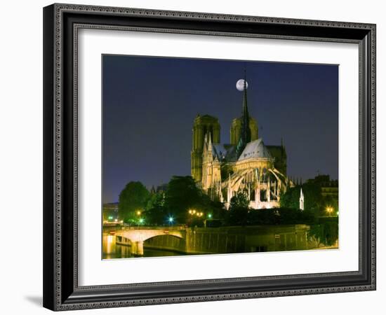 Full Moon over Notre Dame Cathedral at Night, Paris, France-Jim Zuckerman-Framed Photographic Print