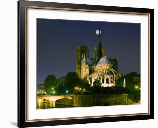 Full Moon over Notre Dame Cathedral at Night, Paris, France-Jim Zuckerman-Framed Photographic Print