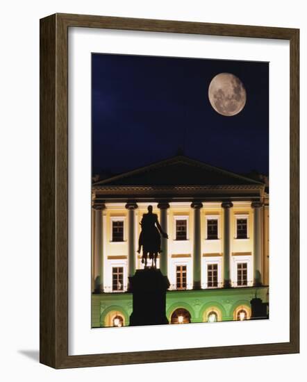 Full Moon over Royal Palace, Slotts Parken, Oslo, Norway-Russell Young-Framed Photographic Print