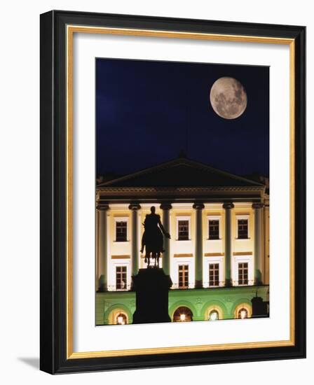 Full Moon over Royal Palace, Slotts Parken, Oslo, Norway-Russell Young-Framed Photographic Print