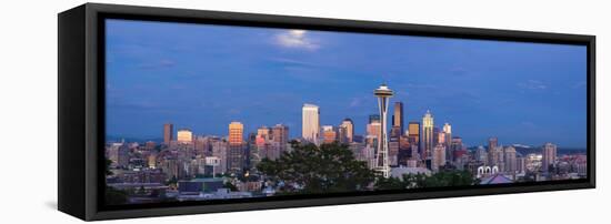 Full Moon over Seattle Washington Skyline Panorama-jpldesigns-Framed Premier Image Canvas