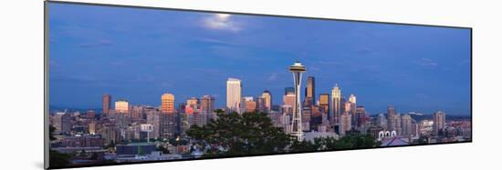 Full Moon over Seattle Washington Skyline Panorama-jpldesigns-Mounted Photographic Print