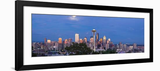 Full Moon over Seattle Washington Skyline Panorama-jpldesigns-Framed Photographic Print