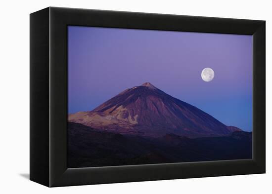 Full Moon over Teide Volcano at Sunrise, Teide Np, Tenerife, Canary Islands, Spain, December 2008-Relanzón-Framed Premier Image Canvas