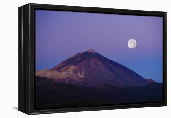 Full Moon over Teide Volcano at Sunrise, Teide Np, Tenerife, Canary Islands, Spain, December 2008-Relanzón-Framed Premier Image Canvas