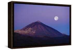 Full Moon over Teide Volcano at Sunrise, Teide Np, Tenerife, Canary Islands, Spain, December 2008-Relanzón-Framed Premier Image Canvas