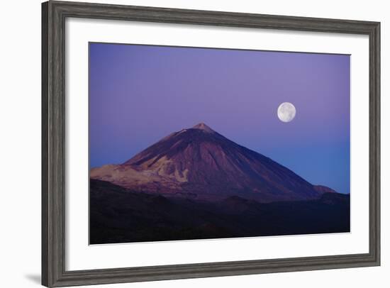 Full Moon over Teide Volcano at Sunrise, Teide Np, Tenerife, Canary Islands, Spain, December 2008-Relanzón-Framed Photographic Print