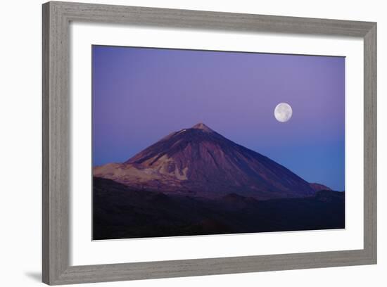 Full Moon over Teide Volcano at Sunrise, Teide Np, Tenerife, Canary Islands, Spain, December 2008-Relanzón-Framed Photographic Print