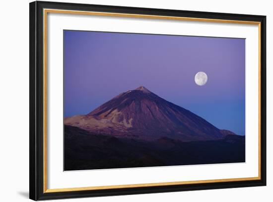 Full Moon over Teide Volcano at Sunrise, Teide Np, Tenerife, Canary Islands, Spain, December 2008-Relanzón-Framed Photographic Print