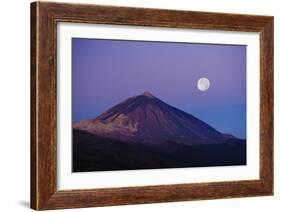 Full Moon over Teide Volcano at Sunrise, Teide Np, Tenerife, Canary Islands, Spain, December 2008-Relanzón-Framed Photographic Print