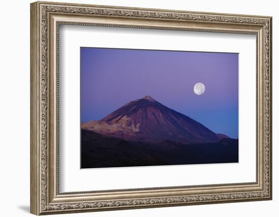 Full Moon over Teide Volcano at Sunrise, Teide Np, Tenerife, Canary Islands, Spain, December 2008-Relanzón-Framed Photographic Print