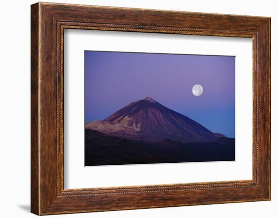 Full Moon over Teide Volcano at Sunrise, Teide Np, Tenerife, Canary Islands, Spain, December 2008-Relanzón-Framed Photographic Print