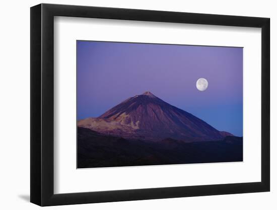 Full Moon over Teide Volcano at Sunrise, Teide Np, Tenerife, Canary Islands, Spain, December 2008-Relanzón-Framed Photographic Print