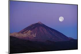 Full Moon over Teide Volcano at Sunrise, Teide Np, Tenerife, Canary Islands, Spain, December 2008-Relanzón-Mounted Photographic Print