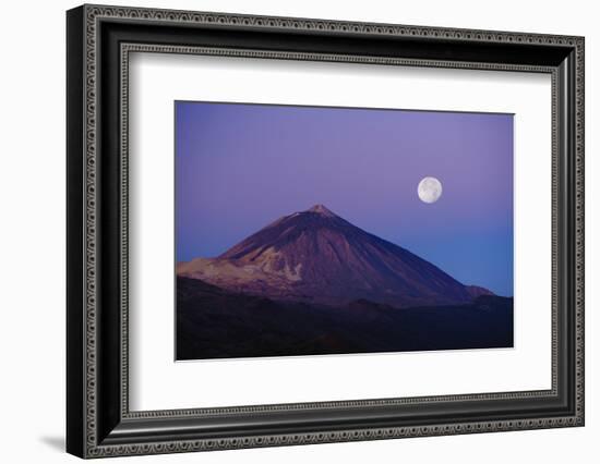 Full Moon over Teide Volcano at Sunrise, Teide Np, Tenerife, Canary Islands, Spain, December 2008-Relanzón-Framed Photographic Print