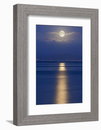 Full Moon over the Mumbles, Swansea, Wales, United Kingdom, Europe-Billy-Framed Photographic Print