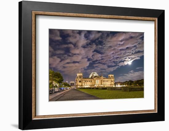 Full moon over the Reichstag, Berlin, Germany-Sabine Lubenow-Framed Photographic Print