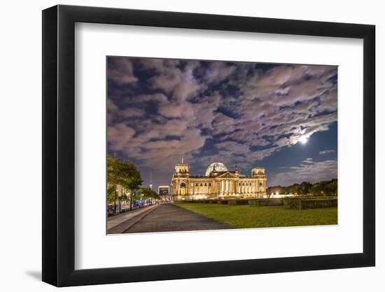 Full moon over the Reichstag, Berlin, Germany-Sabine Lubenow-Framed Photographic Print