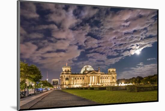 Full moon over the Reichstag, Berlin, Germany-Sabine Lubenow-Mounted Photographic Print