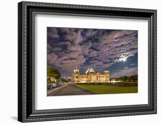 Full moon over the Reichstag, Berlin, Germany-Sabine Lubenow-Framed Photographic Print