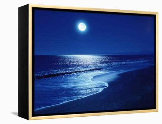 Full Moon Over the Sea-null-Framed Premier Image Canvas