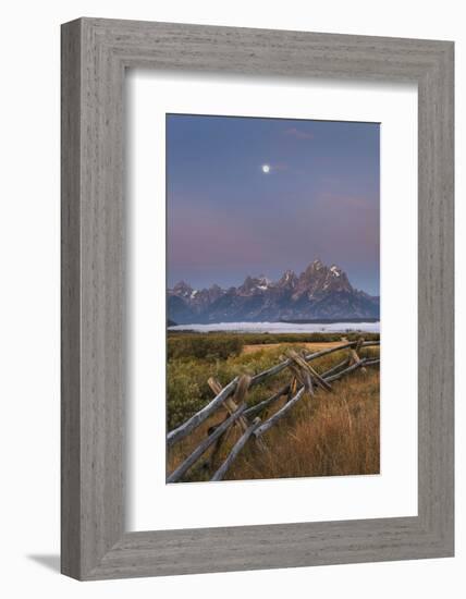 Full moon over the Teton Range at Cunningham Ranch, Grand Teton National Park, Wyoming.-Alan Majchrowicz-Framed Photographic Print