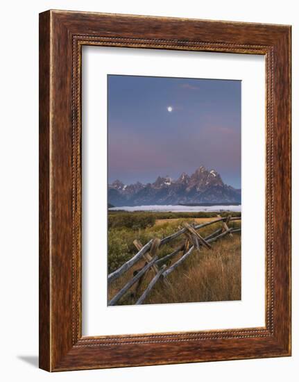 Full moon over the Teton Range at Cunningham Ranch, Grand Teton National Park, Wyoming.-Alan Majchrowicz-Framed Photographic Print