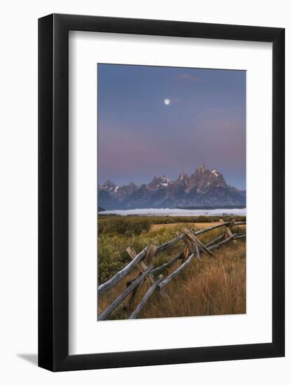 Full moon over the Teton Range at Cunningham Ranch, Grand Teton National Park, Wyoming.-Alan Majchrowicz-Framed Photographic Print