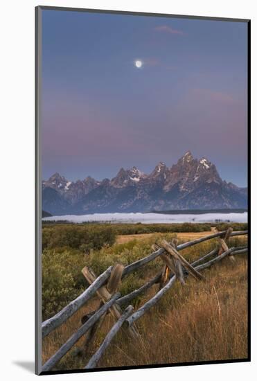 Full moon over the Teton Range at Cunningham Ranch, Grand Teton National Park, Wyoming.-Alan Majchrowicz-Mounted Photographic Print