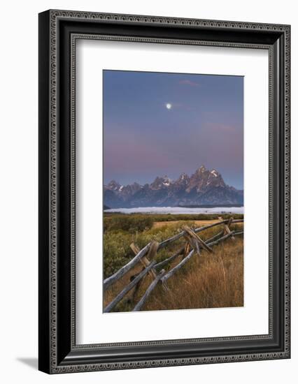 Full moon over the Teton Range at Cunningham Ranch, Grand Teton National Park, Wyoming.-Alan Majchrowicz-Framed Photographic Print