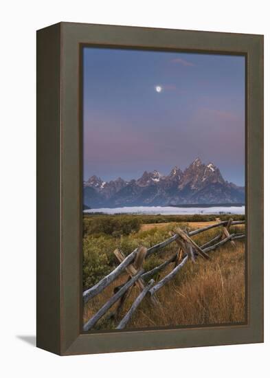 Full moon over the Teton Range at Cunningham Ranch, Grand Teton National Park, Wyoming.-Alan Majchrowicz-Framed Premier Image Canvas