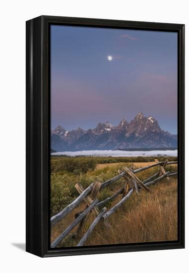 Full moon over the Teton Range at Cunningham Ranch, Grand Teton National Park, Wyoming.-Alan Majchrowicz-Framed Premier Image Canvas